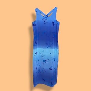 Vintage ocean ombré and floral 90s long sundress
